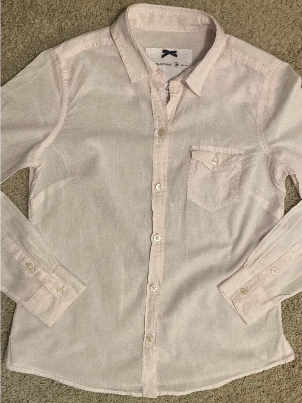 Banana Republic Gingham Button Down Shirt in Soft Pink Sz XS